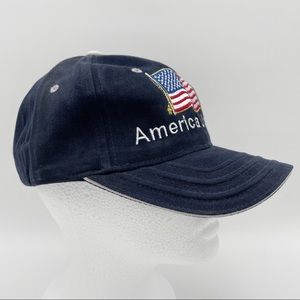 AMERICAN UNITED Blue Denim American Flag Baseball Hat Trucker Cap